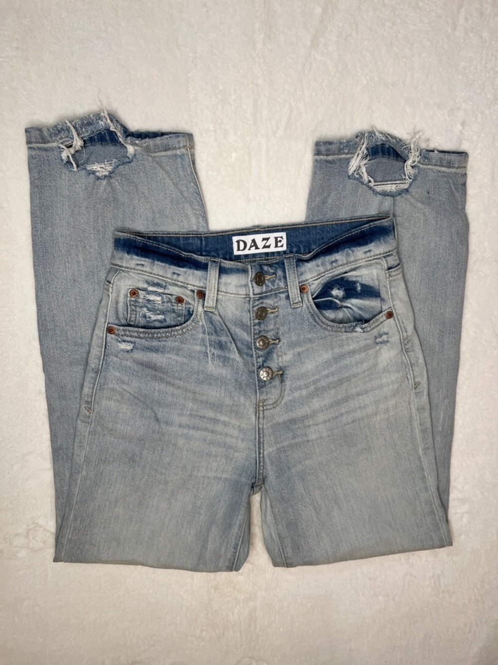 DAZE Denim High Rise Straight Up Distressed Jeans Size 25